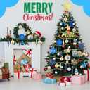 73 Pcs Blue Christmas Tree Ornaments Set Shatterproof Christmas Tree Decoration Star Topper Hanging Ball Snowflake Pickle Ornaments for Party Holiday