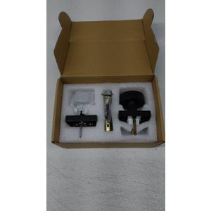 Gold Privacy Door Knobs Interior, Satin Brass Round Door Knob with Lock, Modern Square Door Handles for Bedroom and Bathroom Black