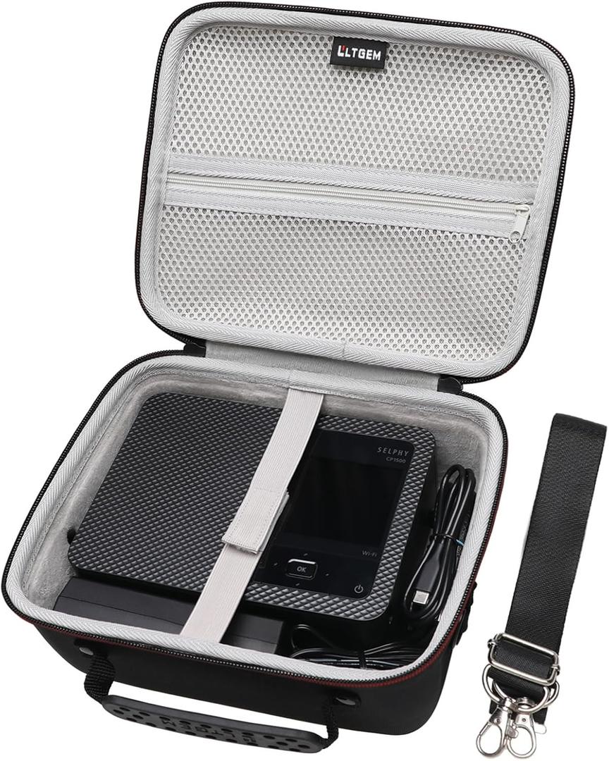LTGEM Hard Case Compatible with Canon SELPHY CP1500 / CP1300 / CP1200 Compact Photo Printer/Portable Photo Printer (with Shoulder Strap)