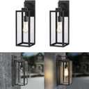2 Pack Large Outdoor Wall Sconce, 18 Inch Black Wall Lantern Large Size Porch Light for House Outside Wall Light Fixture for Garage, Patio Light with with Glass Shade, E26 Socket (No Sensor)