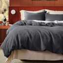 Bedsure Cotton Duvet Cover King - 100% Cotton Waffle Weave Charcoal Duvet Cover King Size, GentleSoft™ and Breathable Bedding Set for All Season, 3 Pieces, 104"x90"