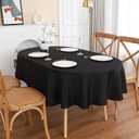 Black Oval Tablecloth, 52 x 70 Inch, Stain and Wrinkle Resistant Machine Washable Polyester Table Cloth, Fabric Table Cover for Dining Buffet Party and Outdoor Table