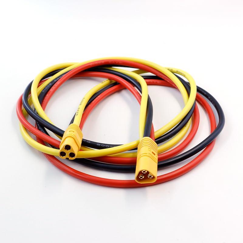 Amass MT60 Male to Female Adapter Connectors Converter Plugs with 12AWG Gauge Cable Wire High Current for RC Lipo Battery (1-Pack) (1pcs MT60 Extension Cable-100cm)