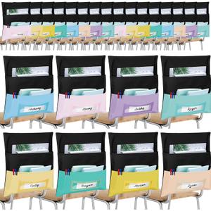 Maitys 24 Pcs Chair Storage Pocket 16 x 19 Inch Large Chair Pocket Classroom Seat Organizer 8 Color Seat Storage with Name Tag Slot for School Classroom Student Kindergarten (Macaron Color) Maitys 24 Pcs Chair Storage Pocket 16 x 19 Inch Large Chair Pocket Classroom Seat Organizer 8 Color Seat Storage with Name Tag Slot for School Classroom Student Kindergarten (Macaron Color)