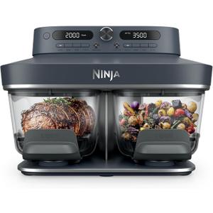 Ninja Crispi DualZone Glass Countertop Air Fryer, Cyberspace, DD101BL1 | 6-in-1, Air fry, bake, dehydrate, max crisp, roast, recrisp, 1785W, 450F max, 2x4Qt glass containers