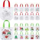 Abbylike 100 Pcs Christmas Color Your Own Bag Reusable Party Favor Bags Christmas Party Goodie Bags Xmas Coloring Goodie Return Gift for Men Women DIY Painting, 10 Styles