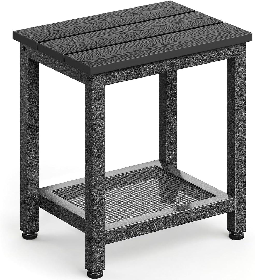 ODK Outdoor Double Side Table, Adirondack Patio End Table with Weather-Resistant Waterproof Top for Hot Tub Garden, Balcony, Poolside, Black