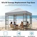 Qdreclod 10x10 FT Replacement Top Canopy Replacement Top Gazebo Cover Single Tier Sun Shade Canopy Cover for Shop, Yard, Outdoors Commercial Use Gazebo Canopy Top Replacement (Gray)
