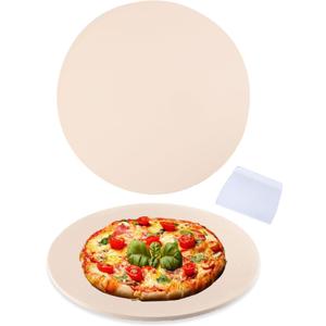 14 Inch Pizza Stone Cordierite Baking Stone for Oven & Grill, Heavy Duty BBQ Grilling Pizza Pan Large Oven Stone for baking, Ideal for Cooking Crispier Crust Pizza, Bread and More