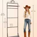 Western Boot Rack for 6 Pairs, 74" Tall Freestanding Cowboy Boot Stand with Horseshoe Star Topper, Metal Shelf and Belt Hooks, Rustic Brown Boot Storage Organizer for Entryway Closet Bedroom Bronze