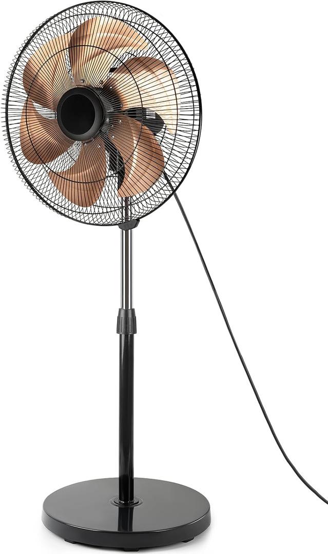 18 Inch DC Oscillating Metal Stand Pedestal Fan | 5 speed settings, adjustable height 47.1"-55.1", oscillating metal fan for industrial, commercial and greenhouse cooling, Large