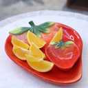 Ceramic Red Strawberry Chip and Dip Serving Trays, Appetizers and Cheeses Serving Platter, Ideal for Snacks, Veggies, Fruit-11inches
