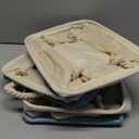 Storage Bins with Sturdy Cotton Handles(3 Pack), Fabric Storage Baskets for Organizing use for Office & Home, Book, Clothes, Toys, Closet Boxes (Medium, Blue-White, 14.2x10.2x7.1 inches)