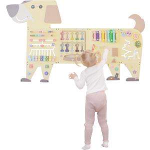 Dog Activity Wall Busy Board Panels, Toddler Learning Activity Center, Montessori Sensory Activity Board, Educational Toys for Children’s Playroom & Daycare