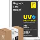 35pt Magnetic Card Holders for Trading Cards - White Clear One Touch Hard Cases, 25 Pack