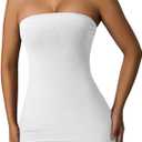 XXTAXN Women's Sexy Tube Sleeveless Bodycon Cocktail Party Mini Dress (White, S)