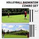 Zdgao Volleyball and Badminton Combo Set for Backyard - 20FT/32FT Volleyball/Badminton Net with Adjustable Height Pole,Anti-Sag System,Volley Ball, Badminton Racquets,Boundary Line and Carry Bag