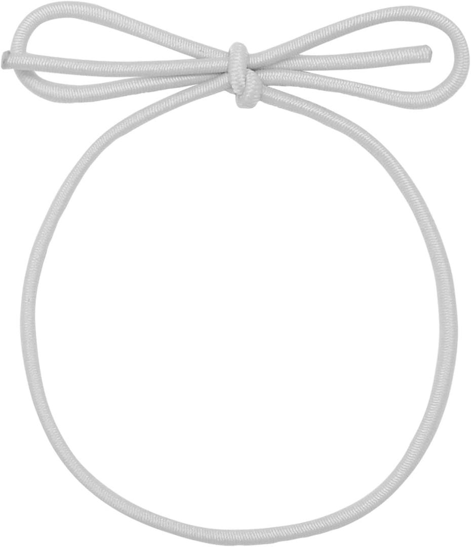 Pre-Tied Stretch Loops with Bows from Elastic Ribbon - 120pcs Metallic Elastic Cord for Boxes Bows Tags Gift Elastic Wrapping Crafts Cord String (White, 6inch)