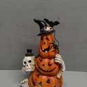 Hodao Halloween Pumpkin Decorations with Light Handmade Pumpkin Ornaments for Halloween Decor Fall Thanksgiving Tabletop Decorations Indoor Outdoor Porch Decor, Orange