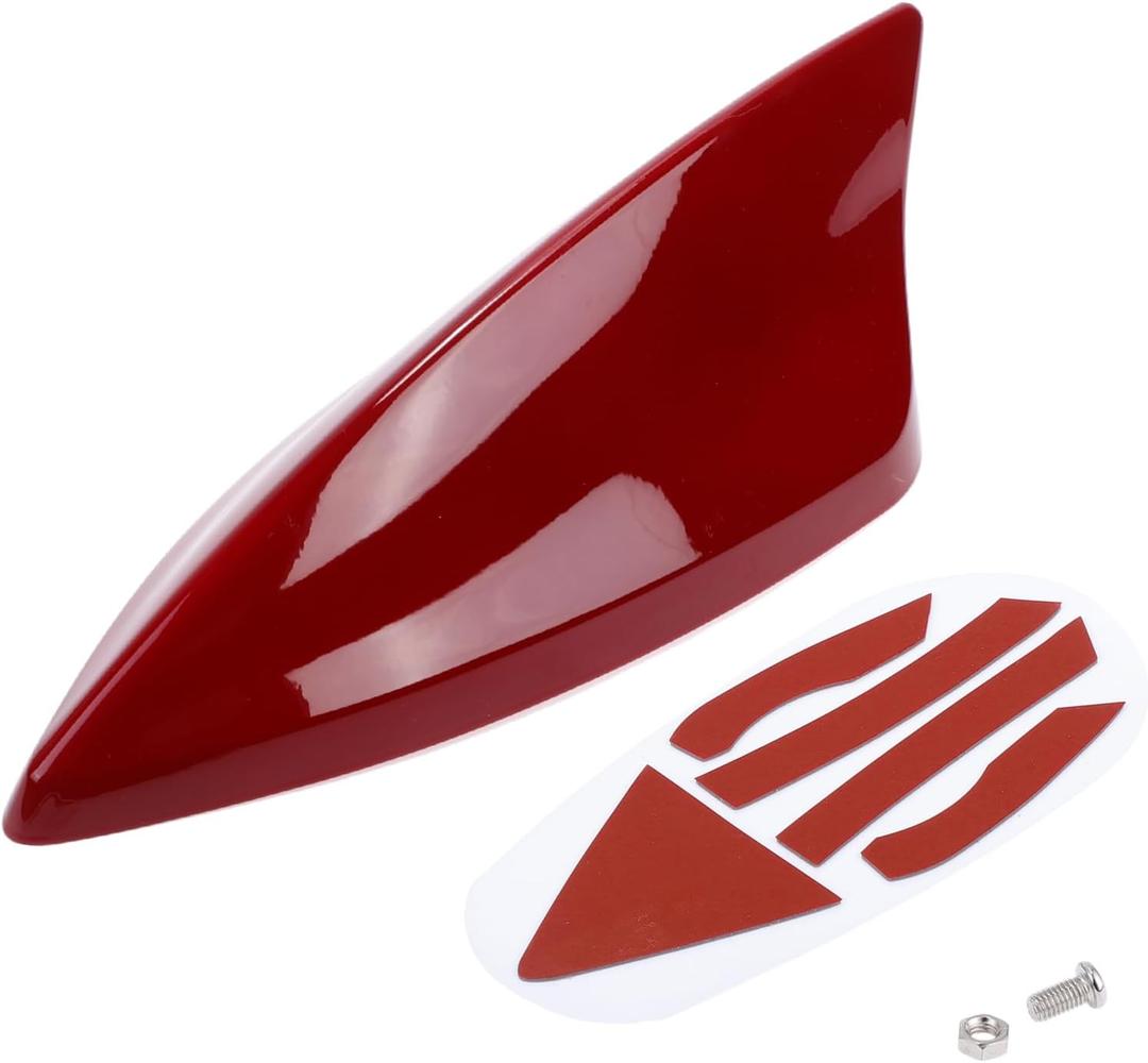 Shark Fin Antenna, AM/FM Signal Roof Aerial Universal for Car Auto SUV Truck ABS Material with Adhesive Base Dark Red