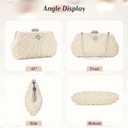 UBORSE Women Pearl Clutch Bag Noble Crystal Beaded Evening Bag Wedding Clutch with Pearl Chain (Cream-coloured)