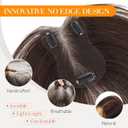 Hairro Human Hair Toppers For Women No Bang Middle Part Side Bangs Hair Clip Wispy Thin Short Wiglet Hairpieces 11 Inches 14g #02 Dark Brown
