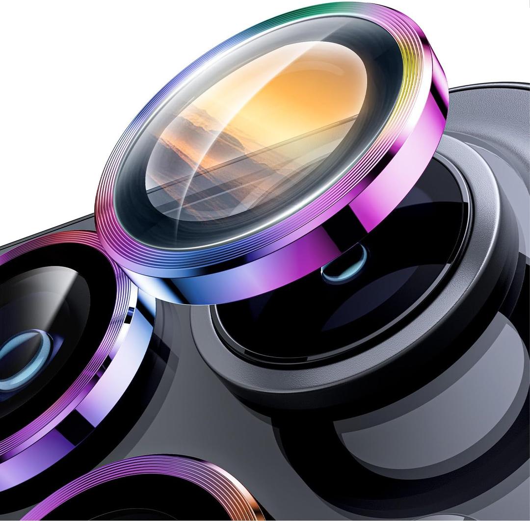 2 x Hoerrye for iPhone 16 Pro / 16 Pro Max Camera Lens Protector - Case-Friendly, Tempered Glass Screen Protector, Anti-Scratch, Space Titanium Military-Grade Drop Protection, Colorful Titanium