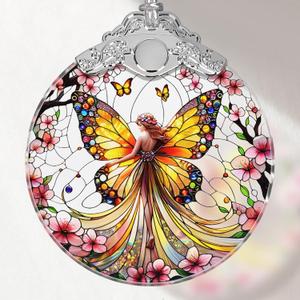 Butterfly Fairy Christmas Ornament - Stained Glass, Tree Decor, Gift Exchange Idea