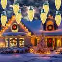 C9 LED Christmas Lights Outdoor, 50 LED 32 FT C9 String Lights for Christmas Plug-In Strawberry Bulbs Connectable UL Certified for for Indoor Outside Roofline Patio Home Xmas Decoration, Warm White