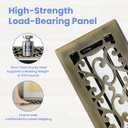 4x14 Inches 2 Pack Heavy Duty Walkable Floor Register - Easy Adjust Air Supply Lever Decorative Floor Vent Covers, Savannah Design Vent Covers for Home - Antique Brass