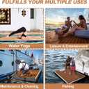 Inflatable Floating Dock with Wood Grain EVA, Non-Slip Water Floating Dock Swim Platform with Detachable Ladder Swim Deck Raft Water Platform for Lake Pool Ocean