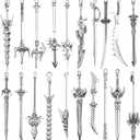 Dimeho 20 Pcs Antique Swords Bookmark Metal Vintage Knife Charms Silver Keychain Sword Pendants Mini Ancient Knife Accessory Gift for Book Lovers DIY Necklace Bracelet Crafting