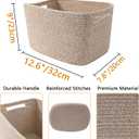 6 Pack Woven Rope Baskets,12.6"9"7.8" Storage Bins for Toys/Books/Towels/Clothes Organizer & Shelf Boxes,Gifts Baskets Empty for Nursery/Living Room/Nursery/Bedroom/Home Decor,Brown