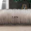 Linmopm Faux Fur Rug Sheepskin Shag Fluffy Fuzzy Grey 2x6 ft Runner Rugs for Bedroom Bedside Bed Floor Living Room Plush High-Density Cushion Carpet Super Sofa Cover
