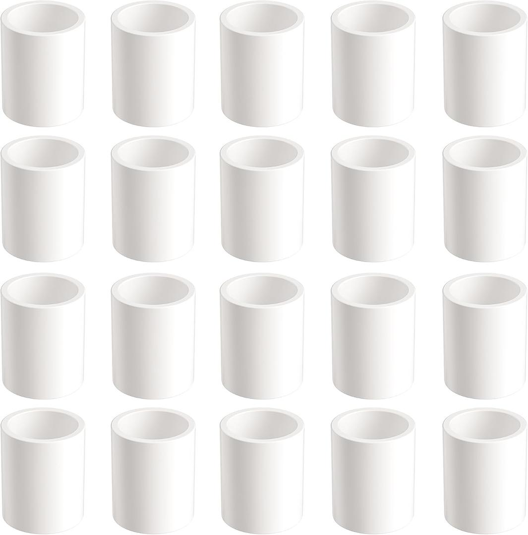 1-1/4" PVC Pipe Coupling Fittings, Pack of 20 Heavy Duty Slip Socket Connectors for DIY PVC Projects, Schedule 40 Adapter