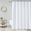 White Fabric Shower Curtain Waffle Weave 72x72