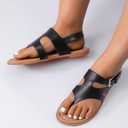 Luoika Women's Wide Width Flat Sandals, Flip Flop Casual Strapy Sandals Slip on Summer Beach Shoes for Women.