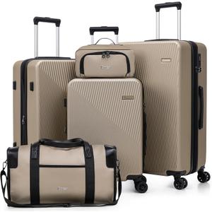 Expandable Luggage Sets 5 Piece,Suitcases with Detachable Wheels,ABS Hard Case Luggage with TSA Lock Spinner Wheels,Carry On Luggage Set