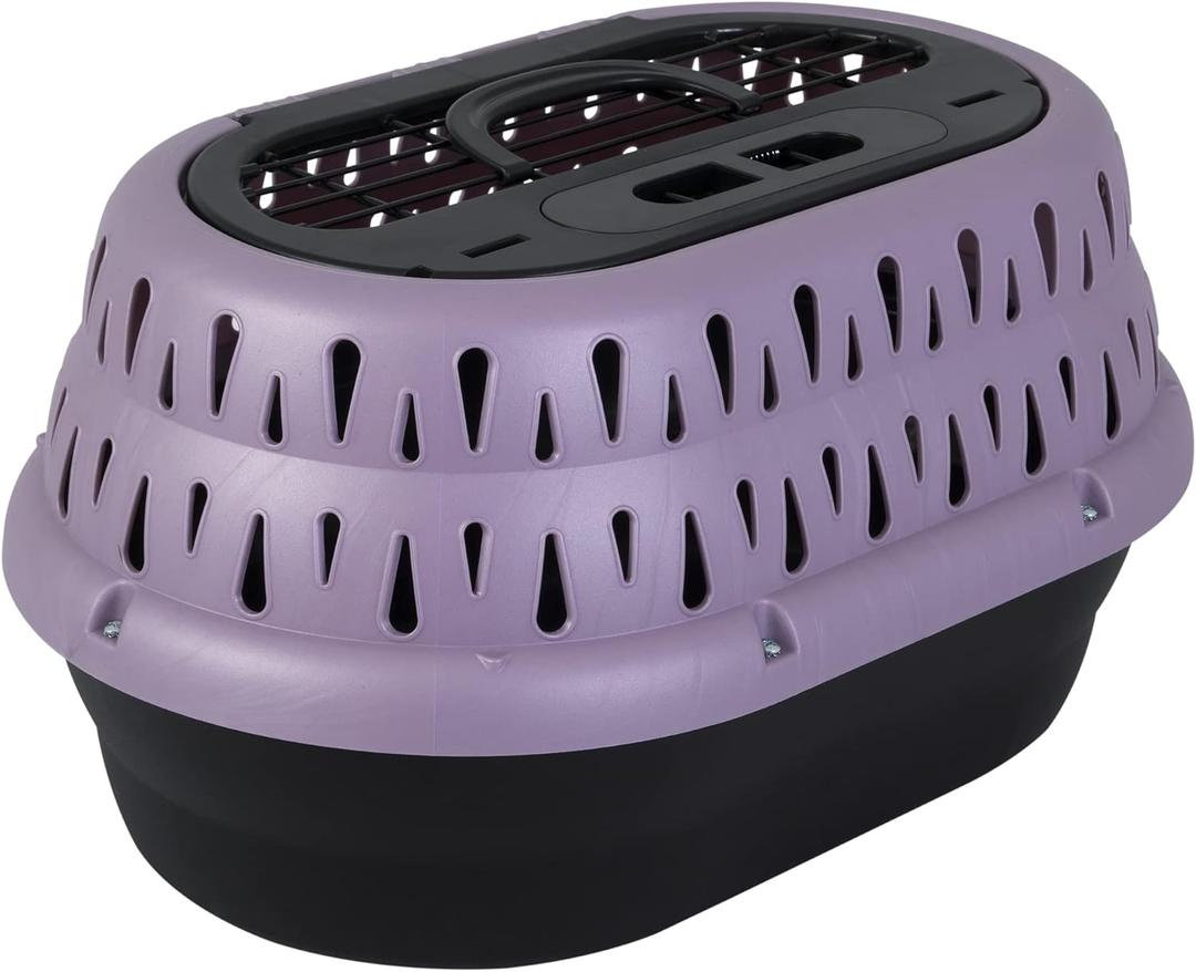 Petmate Top Load Plastic Cat Kennel for Small Dogs, Puppies & Cat Carriers, One-Door, Top Loading, Made in USA, 19" for Pets Up Tp 10 lb, Purple