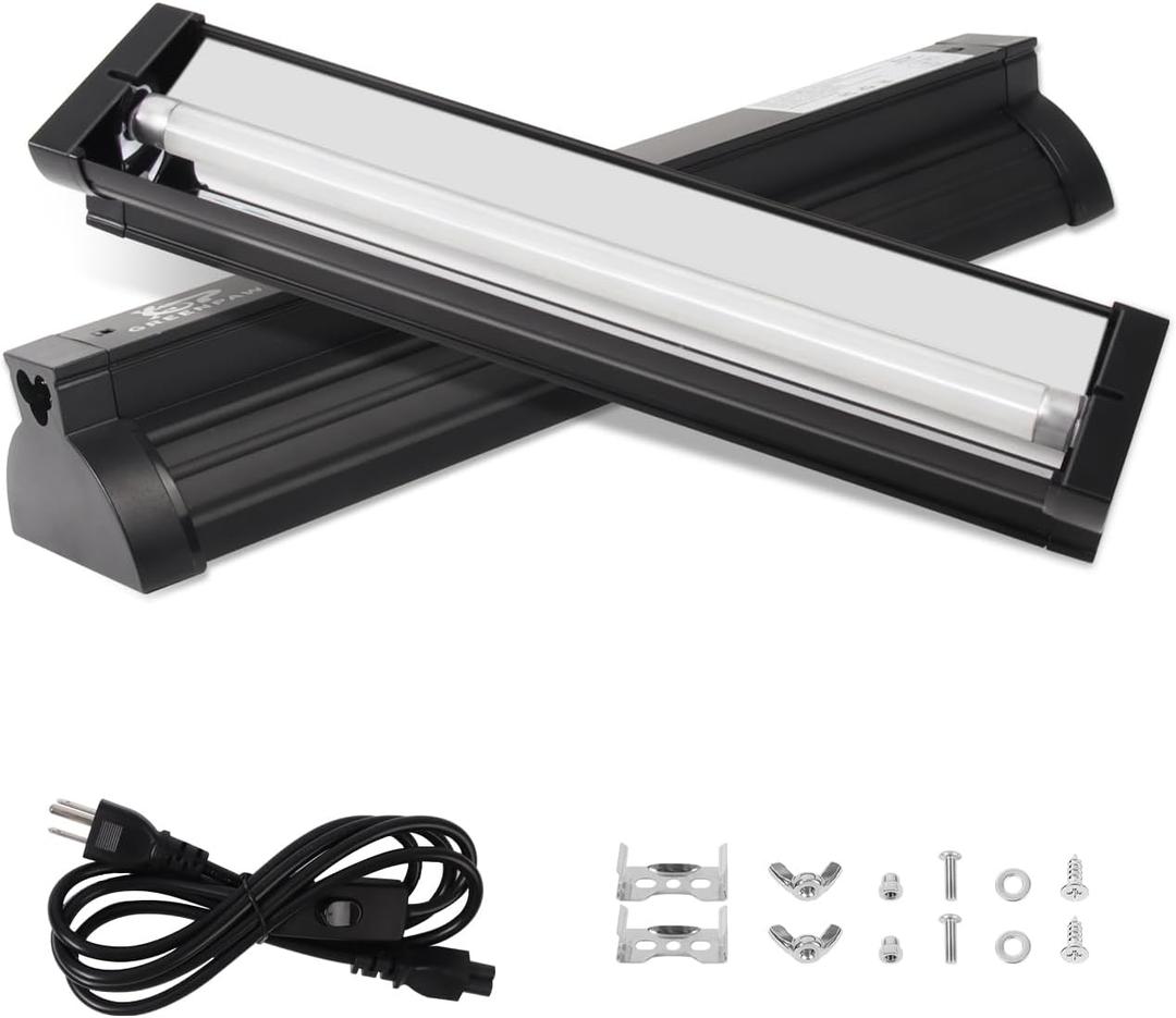 T5 UVB Light for Reptiles, 10.0 8W HO UVA UVB Reptile Light Fixture, 12 Inch Lamp Tube for Bearded Dragon, Tortoise, Lizards, Reptiles and Amphibians