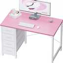 Pamray 32 Inch Computer Desk with 4 Drawers Small Office Desk for Home Bedroom Study Writing Simple Modern Computer Table Pink