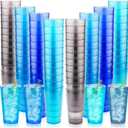 Norme 48 Pcs Plastic Restaurant Tumblers Plastic Reusable Cups Stackable Drinking Glass Dishwasher Safe Tumblers in 4 Coastal Colors for Kitchen Water(20oz)