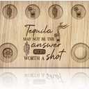 BENECREAT Cactus Shot Glasses Serving Tray, Wooden Flight Tray Glass Holder with Lemon Salt Rim Shot Glasses Board for Bar, Restaurant, Party, Family Gathering, 7.87x11.8 Inch