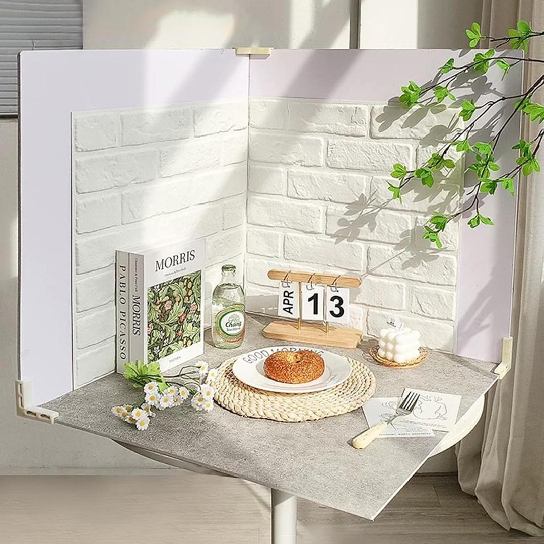 5PCS 8Patterns Large 3D Stereoscopic Photography Background Boards 24x24IN Double Sided Waterproof Reusable Photo Backdrops for Product Food Jewelry Cosmetics Props