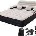 DIMAR GARDEN King Size Air Mattress with Headboard and Pump, Blow Up Mattress Inflatable Bed with Pillows