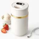 USB-C Rechargeable Portable Ice Cream Maker 0.4 Qt,Cordless Gelato, Sorbet & Frozen Yogurt Machine, Mini Homemade Dessert Maker for Couples, Dorm Kitchens & RVs, Gift-Ready in 1530 Minutes(Gold)