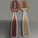 NumNum Baby Spoons Set, Baby Essentials Pre-Spoon GOOtensils for 6+ Months, First Stage Self-Feeding Spoons for Baby Led Weaning (BLW), Silicone Toddler Utensils, BPA-Free, 2 Pack Beige/Mauve