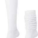 Slouch Slouchy Socks Pack Knee High Scrunch 80s 90s Stacked Boot Socks (White)