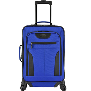 U.S. Traveler Charleville Fabric Expandable Spinner Luggage, Mazarine Blue, 20" Carry-on