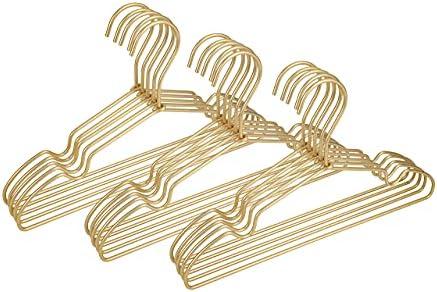 Gold Metal Wire Baby Clothes Hangers,12.6” Children Coat Pants Non Slips Toddler Infant Newborn Kids Hangers, Space Saving Baby Clothes Hangers, 6 Piece